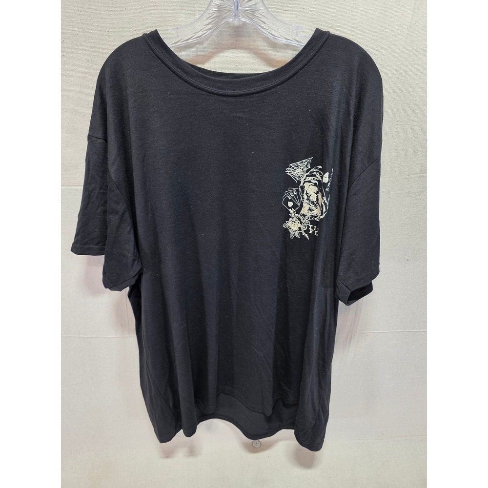 Fresh Laundry Mens Black Skull Times Flow Tarot Graphic T-Shirt 2XL Short Sleeve